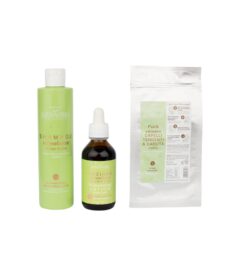 Kit 3 produse impotriva caderii parului 350ml, Maternatura, tratamentul stimulator, sampon 250ml, lotiune pentru cresterea parului 100ml si plasture pentru scalp 9g