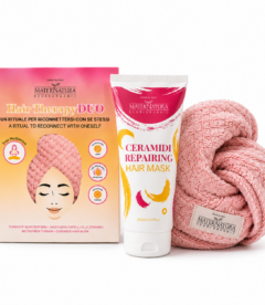 Set masca de par cu ceramide 200ml + turban microfibra MaterNatura, reparare intensa, hidratare profunda, anti-frizz, par stralucitor si matasos, ritual spa pentru acasa, vegan